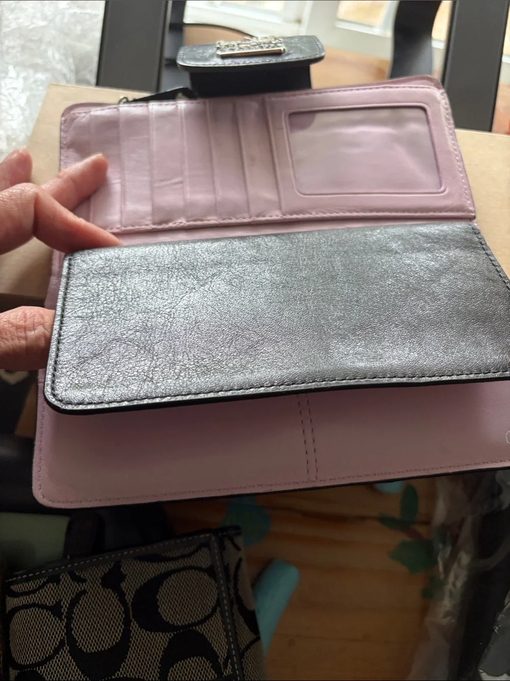 Coach Black Leather Women's Wallet with Silver Coach Plaque